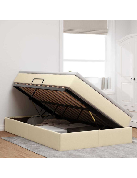 Letto con contenitore e materasso Crema 120 x 200 cm Poliestere