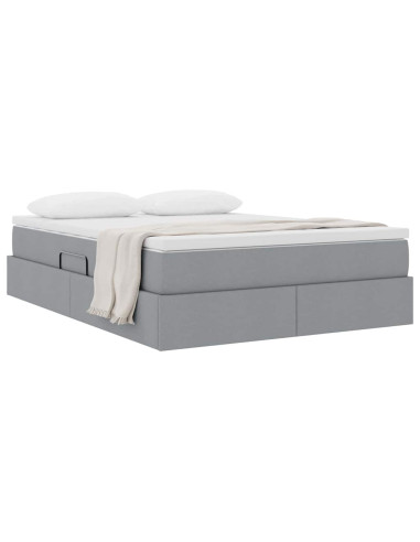 Letto con contenitore e materasso Grigio chiaro 140 x 190 cm