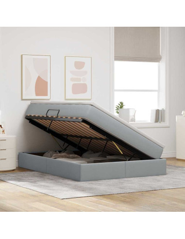 Letto con contenitore e materasso Grigio chiaro 140 x 190 cm