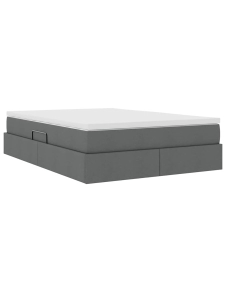 Letto con contenitore e materasso Grigio scuro 140 x 190 cm