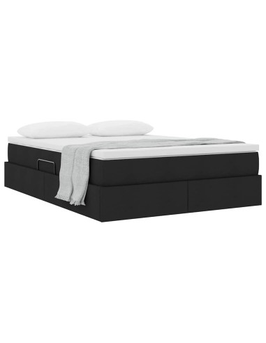 Letto con contenitore e materasso Nero 140 x 190 cm Poliestere