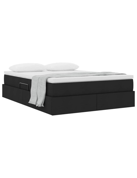 Letto con contenitore e materasso Nero 140 x 190 cm Poliestere