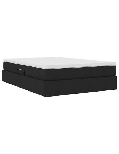 Letto con contenitore e materasso Nero 140 x 190 cm Poliestere