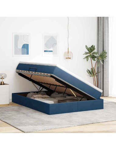 Letto con contenitore e materasso Blu 140 x 190 cm Poliestere