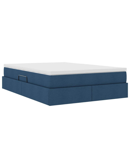 Letto con contenitore e materasso Blu 140 x 190 cm Poliestere