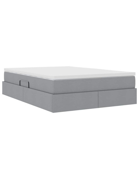 Letto con contenitore e materasso Grigio chiaro 140 x 200 cm