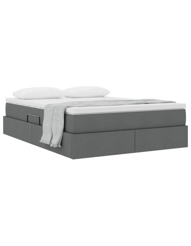 Letto con contenitore e materasso Grigio scuro 140 x 200 cm
