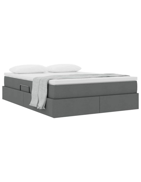 Letto con contenitore e materasso Grigio scuro 140 x 200 cm