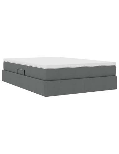 Letto con contenitore e materasso Grigio scuro 140 x 200 cm