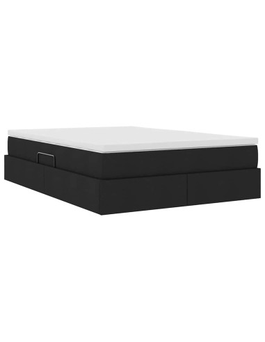 Letto con contenitore e materasso Nero 140 x 200 cm Poliestere