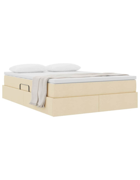 Letto con contenitore e materasso Crema 140 x 200 cm Poliestere