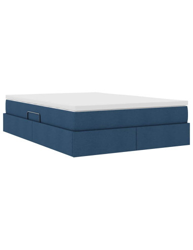 Letto con contenitore e materasso Blu 140 x 200 cm Poliestere
