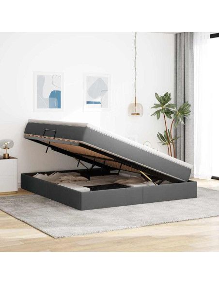 Letto con contenitore e materasso Grigio scuro 160 x 200 cm