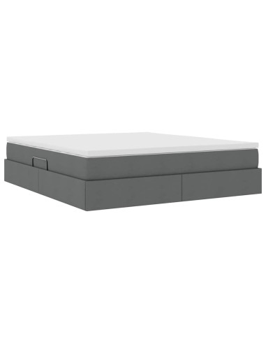 Letto con contenitore e materasso Grigio scuro 160 x 200 cm