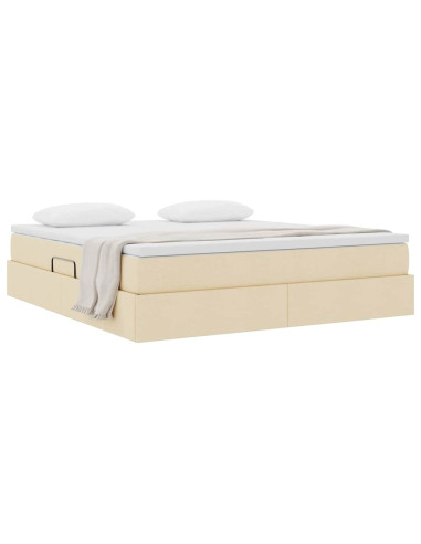 Letto con contenitore e materasso Crema 160 x 200 cm Poliestere