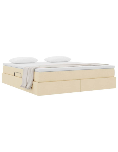 Letto con contenitore e materasso Crema 160 x 200 cm Poliestere