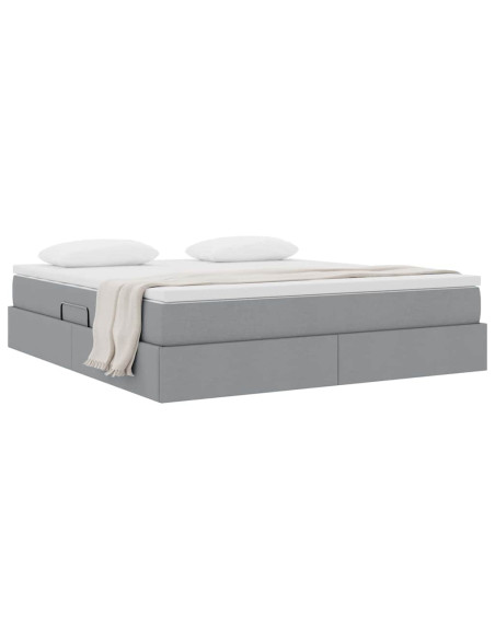 Letto con contenitore e materasso Grigio chiaro 180 x 200 cm