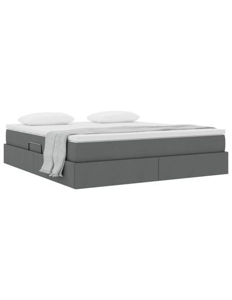 Letto con contenitore e materasso Grigio scuro 180 x 200 cm