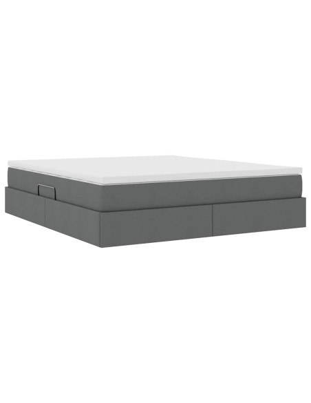 Letto con contenitore e materasso Grigio scuro 180 x 200 cm