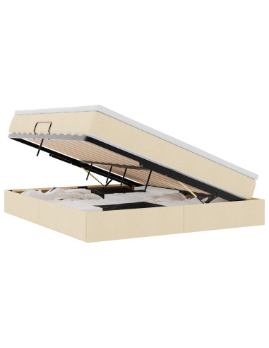Letto con contenitore e materasso Crema 180 x 200 cm Poliestere