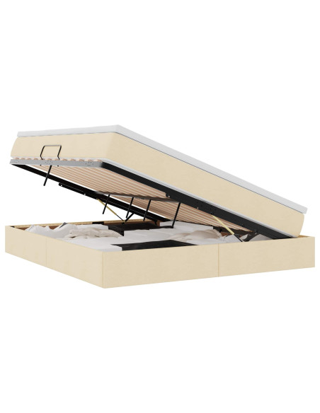 Letto con contenitore e materasso Crema 180 x 200 cm Poliestere