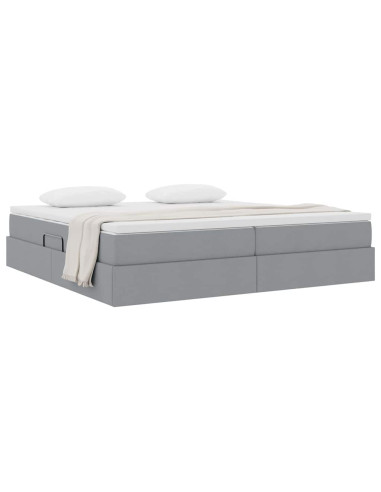 Letto con contenitore e materasso Grigio chiaro 200 x 200 cm