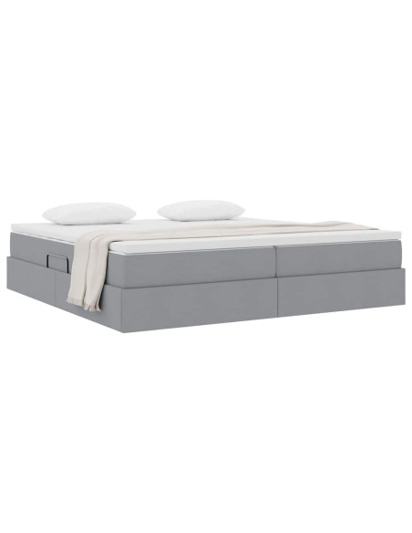 Letto con contenitore e materasso Grigio chiaro 200 x 200 cm