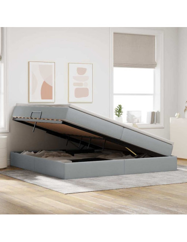Letto con contenitore e materasso Grigio chiaro 200 x 200 cm
