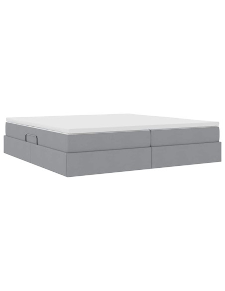 Letto con contenitore e materasso Grigio chiaro 200 x 200 cm