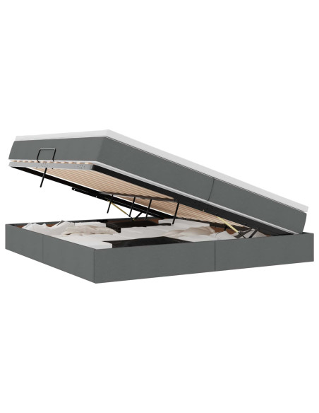 Letto con contenitore e materasso Grigio scuro 200 x 200 cm