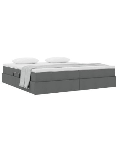 Letto con contenitore e materasso Grigio scuro 200 x 200 cm