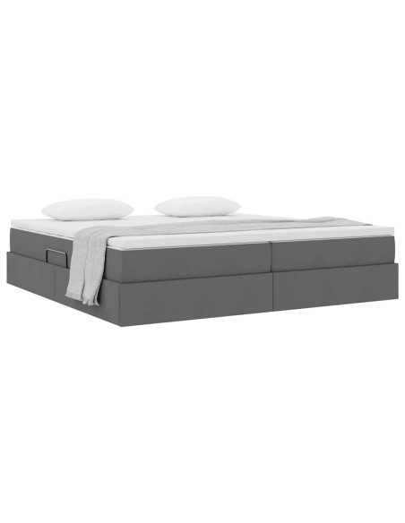 Letto con contenitore e materasso Grigio scuro 200 x 200 cm