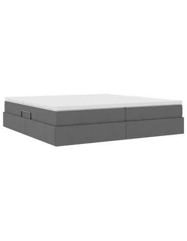 Letto con contenitore e materasso Grigio scuro 200 x 200 cm