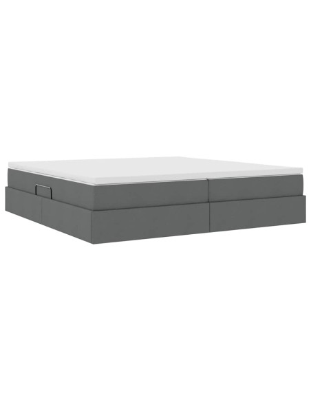 Letto con contenitore e materasso Grigio scuro 200 x 200 cm