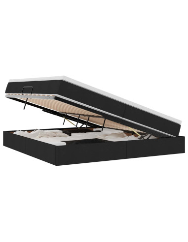 Letto con contenitore e materasso Nero 200 x 200 cm Poliestere