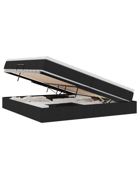 Letto con contenitore e materasso Nero 200 x 200 cm Poliestere