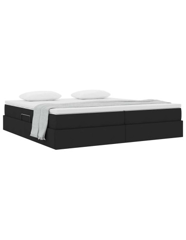 Letto con contenitore e materasso Nero 200 x 200 cm Poliestere