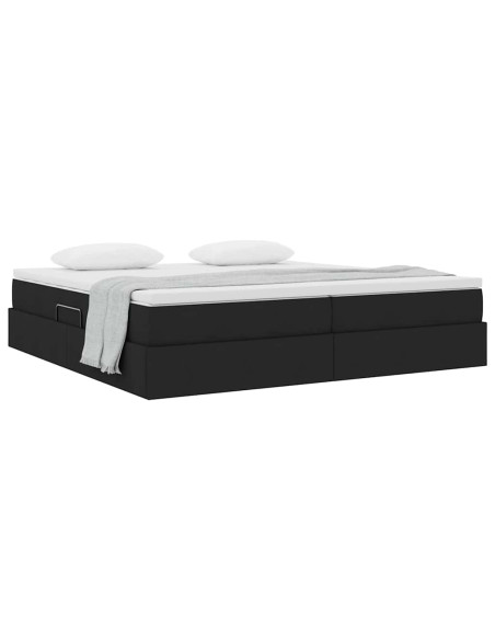 Letto con contenitore e materasso Nero 200 x 200 cm Poliestere