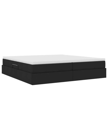 Letto con contenitore e materasso Nero 200 x 200 cm Poliestere