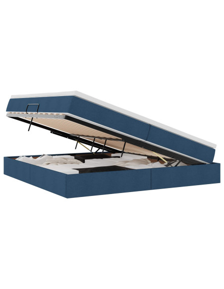 Letto con contenitore e materasso Blu 200 x 200 cm Poliestere