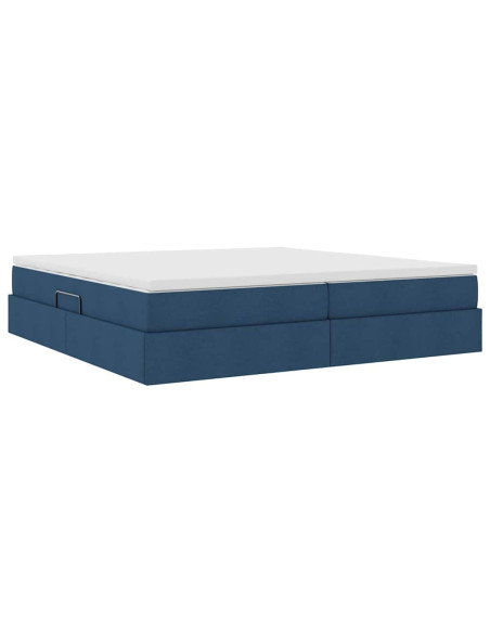 Letto con contenitore e materasso Blu 200 x 200 cm Poliestere