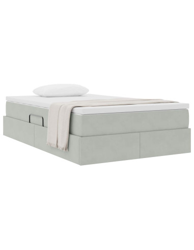 Letto con contenitore e materasso Grigio chiaro 120 x 190 cm