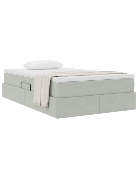 Letto con contenitore e materasso Grigio chiaro 120 x 190 cm