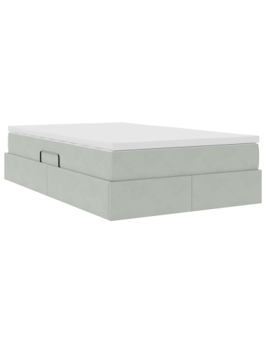 Letto con contenitore e materasso Grigio chiaro 120 x 190 cm