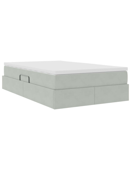 Letto con contenitore e materasso Grigio chiaro 120 x 190 cm