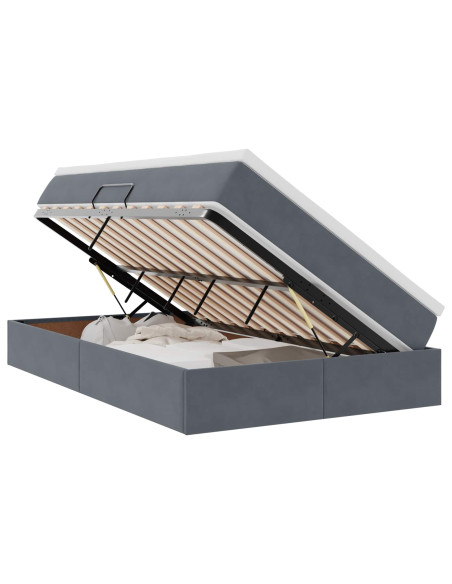 Letto con contenitore e materasso Grigio scuro 120 x 190 cm