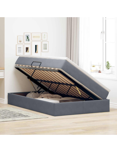 Letto con contenitore e materasso Grigio scuro 120 x 190 cm