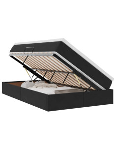 Letto con contenitore e materasso Nero 120 x 190 cm Velluto 2