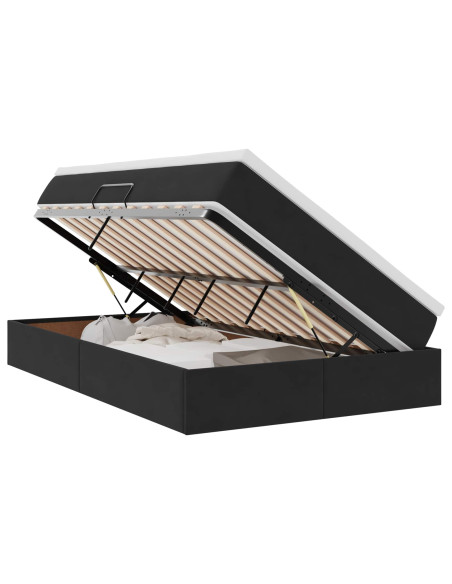 Letto con contenitore e materasso Nero 120 x 190 cm Velluto