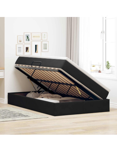 Letto con contenitore e materasso Nero 120 x 190 cm Velluto